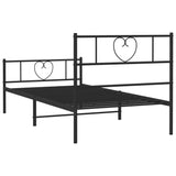 Metal Bed Frame without Mattress with Footboard Black 107x203 cm King Single - Close-Up Angle
