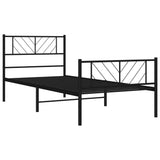 Metal Bed Frame without Mattress with Footboard Black 107x203 cm King Single - Extra Image