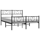 Metal Bed Frame without Mattress with Footboard Black 135x190 cm - Side View