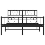 Metal Bed Frame without Mattress with Footboard Black 135x190 cm