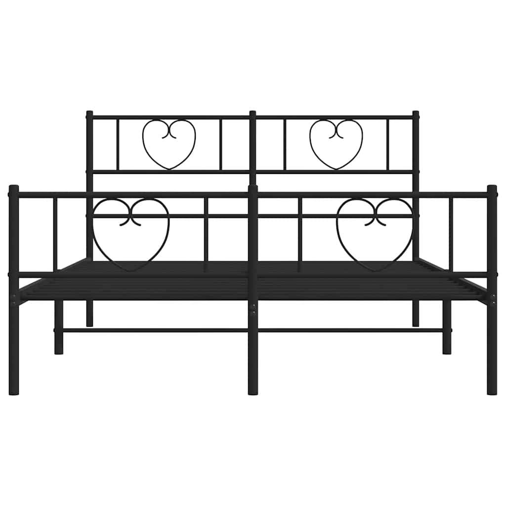 Metal Bed Frame without Mattress with Footboard Black 135x190 cm