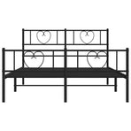 Metal Bed Frame without Mattress with Footboard Black 135x190 cm