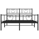 Metal Bed Frame without Mattress with Footboard Black 135x190 cm - Rear View