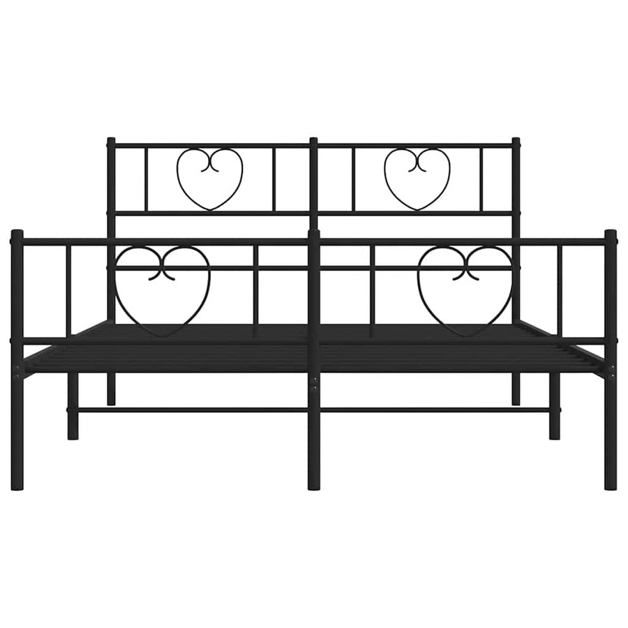 Metal Bed Frame without Mattress with Footboard Black 135x190 cm