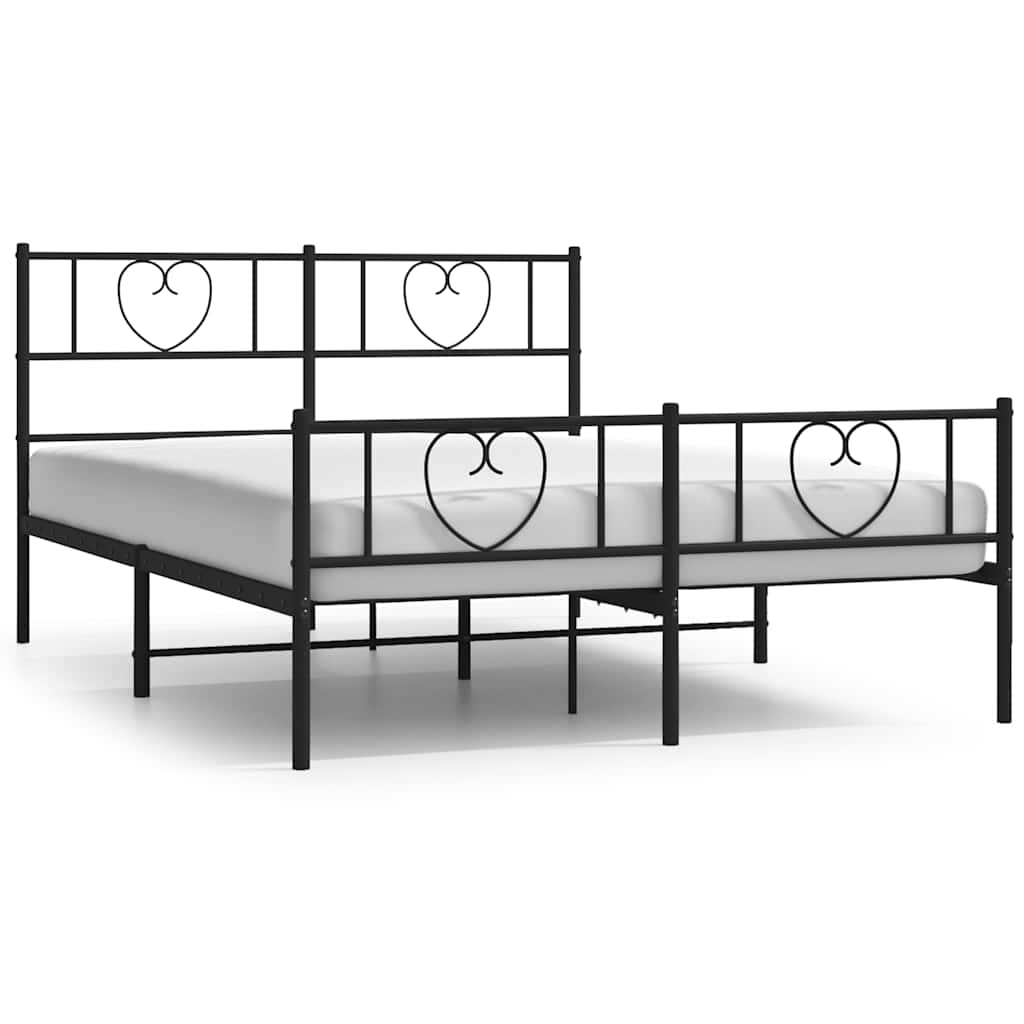 Metal Bed Frame without Mattress with Footboard Black 150x200 cm