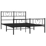 Metal Bed Frame without Mattress with Footboard Black 150x200 cm
