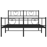 Metal Bed Frame without Mattress with Footboard Black 150x200 cm