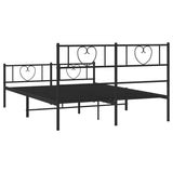 Metal Bed Frame without Mattress with Footboard Black 150x200 cm - Low Angle