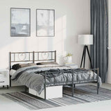 Metal Bed Frame without Mattress with Footboard Black 150x200 cm
