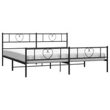 Metal Bed Frame without Mattress with Footboard Black 183x203 cm King