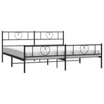 Metal Bed Frame without Mattress with Footboard Black 183x203 cm King