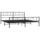 Metal Bed Frame without Mattress with Footboard Black 183x203 cm King