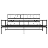 Metal Bed Frame without Mattress with Footboard Black 183x203 cm King