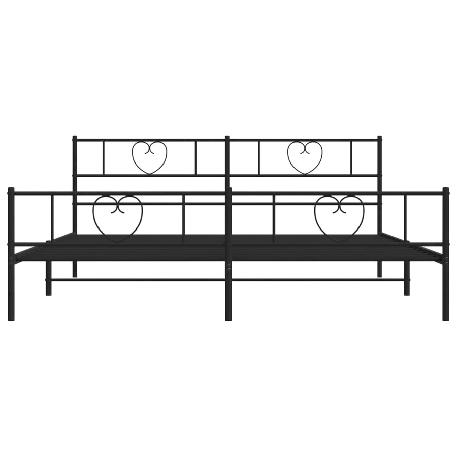 Metal Bed Frame without Mattress with Footboard Black 183x203 cm King