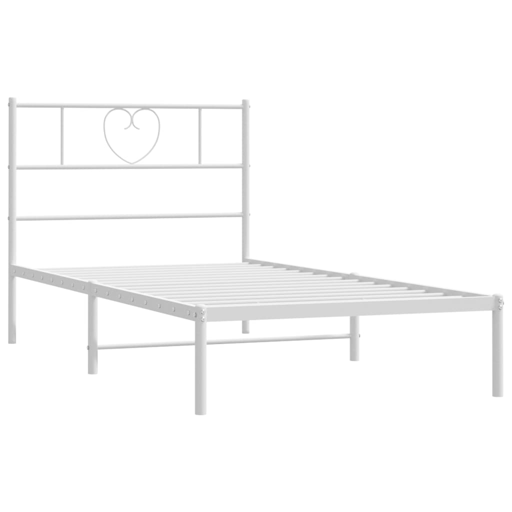 Metal Bed Frame without Mattress with Headboard White 90x190 cm
