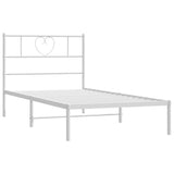 Metal Bed Frame without Mattress with Headboard White 90x190 cm - 45-Degree Angle