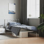 Metal Bed Frame without Mattress with Headboard White 90x190 cm