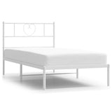Metal Bed Frame without Mattress with Headboard White 107x203 cm King Single - Front View