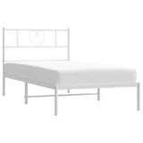 Metal Bed Frame without Mattress with Headboard White 107x203 cm King Single - Side View