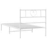 Metal Bed Frame without Mattress with Headboard White 107x203 cm King Single - Close-Up Angle