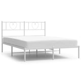 Metal Bed Frame without Mattress with Headboard White 150x200 cm - Front View
