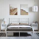 Metal Bed Frame without Mattress with Headboard White 150x200 cm - Top-Down View