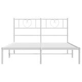 Metal Bed Frame without Mattress with Headboard White 150x200 cm