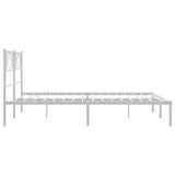 Metal Bed Frame without Mattress with Headboard White 150x200 cm