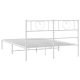 Metal Bed Frame without Mattress with Headboard White 150x200 cm