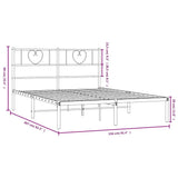 Metal Bed Frame without Mattress with Headboard White 150x200 cm - Extra Image