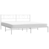 Metal Bed Frame without Mattress with Headboard White 183x203 cm King - Side View