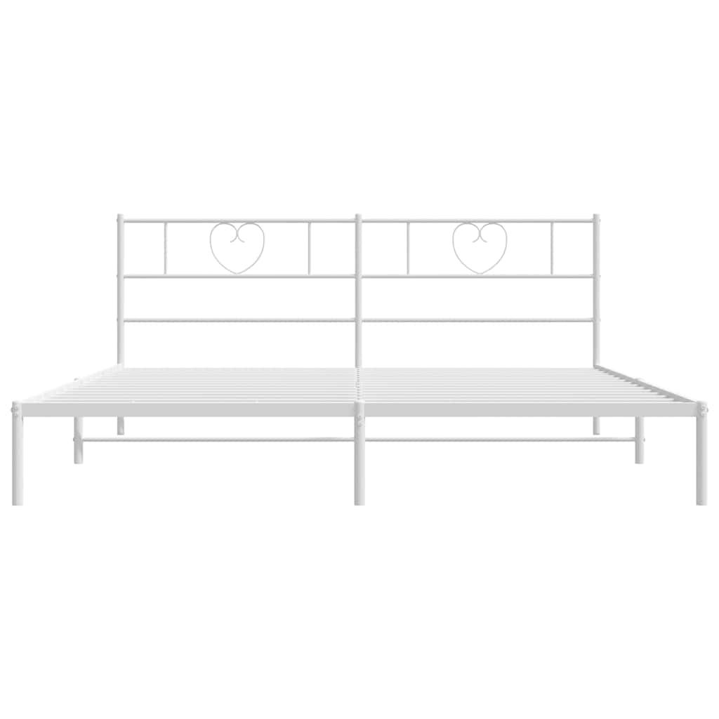Metal Bed Frame without Mattress with Headboard White 183x203 cm King