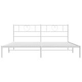 Metal Bed Frame without Mattress with Headboard White 183x203 cm King - Top-Down View