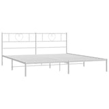 Metal Bed Frame without Mattress with Headboard White 183x203 cm King - 45-Degree Angle