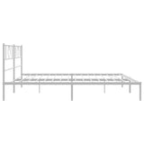Metal Bed Frame without Mattress with Headboard White 183x203 cm King - Rear View
