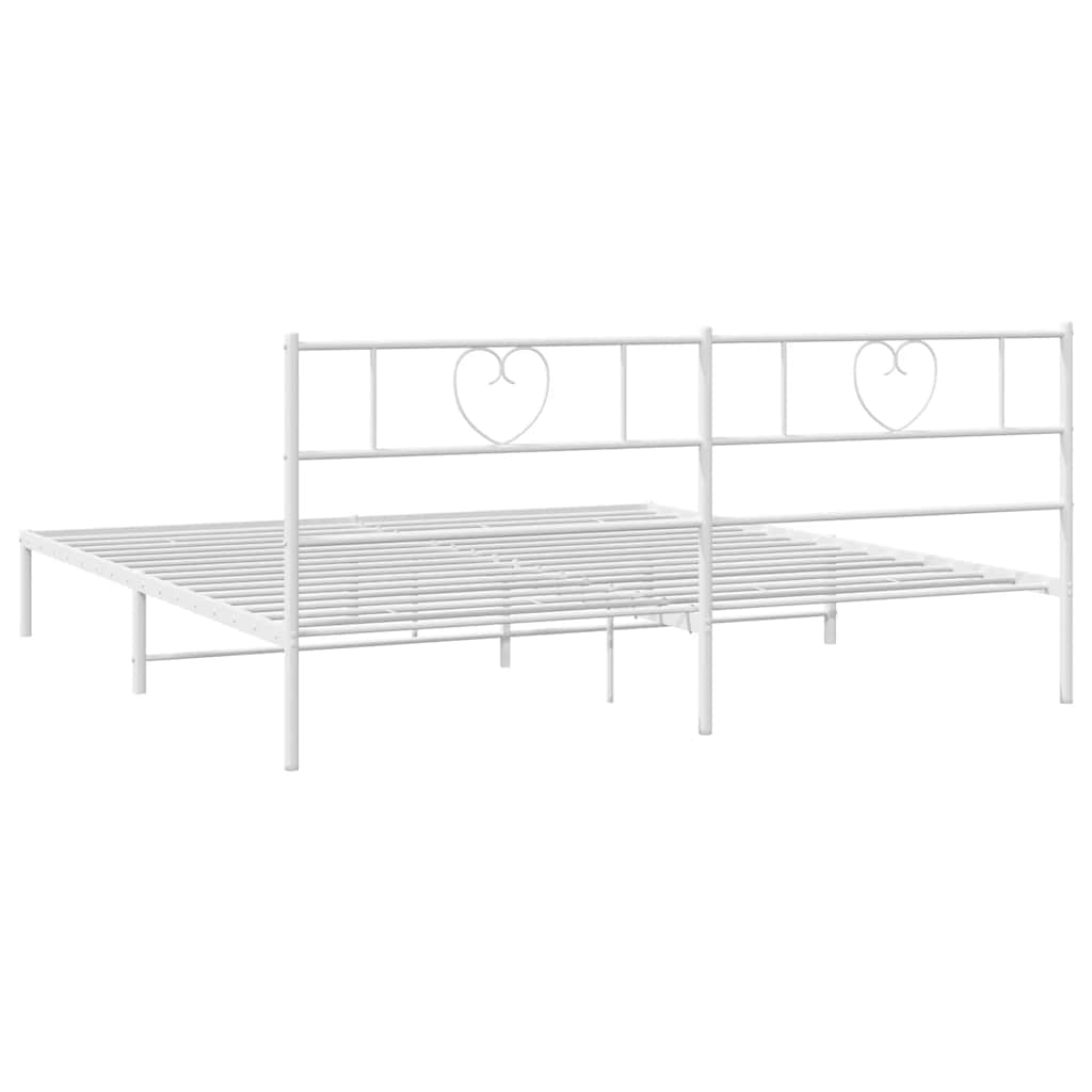 Metal Bed Frame without Mattress with Headboard White 183x203 cm King