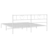 Metal Bed Frame without Mattress with Headboard White 183x203 cm King - Close-Up Angle