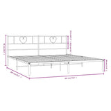 Metal Bed Frame without Mattress with Headboard White 183x203 cm King - Extra Image