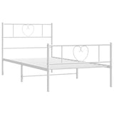 Metal Bed Frame without Mattress with Footboard White 90x190 cm - 45-Degree Angle