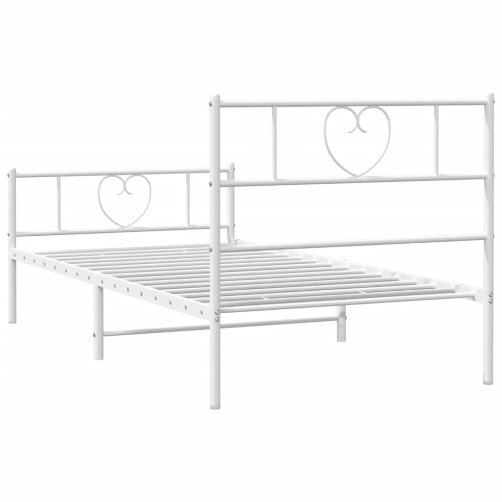 Metal Bed Frame without Mattress with Footboard White 90x190 cm