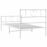 Metal Bed Frame without Mattress with Footboard White 90x190 cm - Close-Up Angle