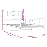 Metal Bed Frame without Mattress with Footboard White 90x190 cm - Extra Image