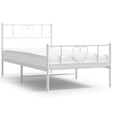 Metal Bed Frame without Mattress with Footboard White 107x203 cm King Single - Front View