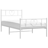 Metal Bed Frame without Mattress with Footboard White 107x203 cm King Single - Side View