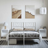 Metal Bed Frame without Mattress with Footboard White 135x190 cm - Top-Down View