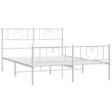 Metal Bed Frame without Mattress with Footboard White 135x190 cm - Rear View