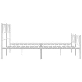 Metal Bed Frame without Mattress with Footboard White 135x190 cm - Close-Up Angle