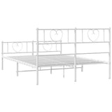 Metal Bed Frame without Mattress with Footboard White 135x190 cm - Low Angle