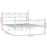 Metal Bed Frame without Mattress with Footboard White 135x190 cm