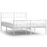 Metal Bed Frame without Mattress with Footboard White 150x200 cm - Front View